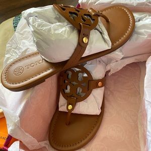 BROWN Tory Burch Miller Sandals sz 7.5 BRAND NEW